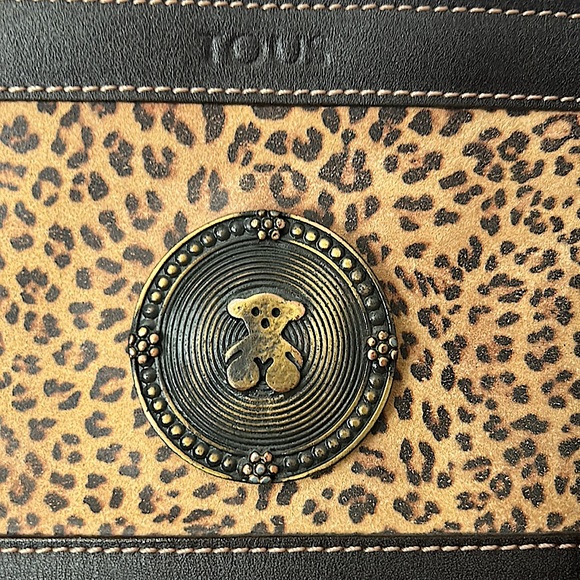 Tous Vintage Brown Cheetah Print Teddy Bear Leather Tote Purse Bag 🐆🐆 - Picture 3 of 15